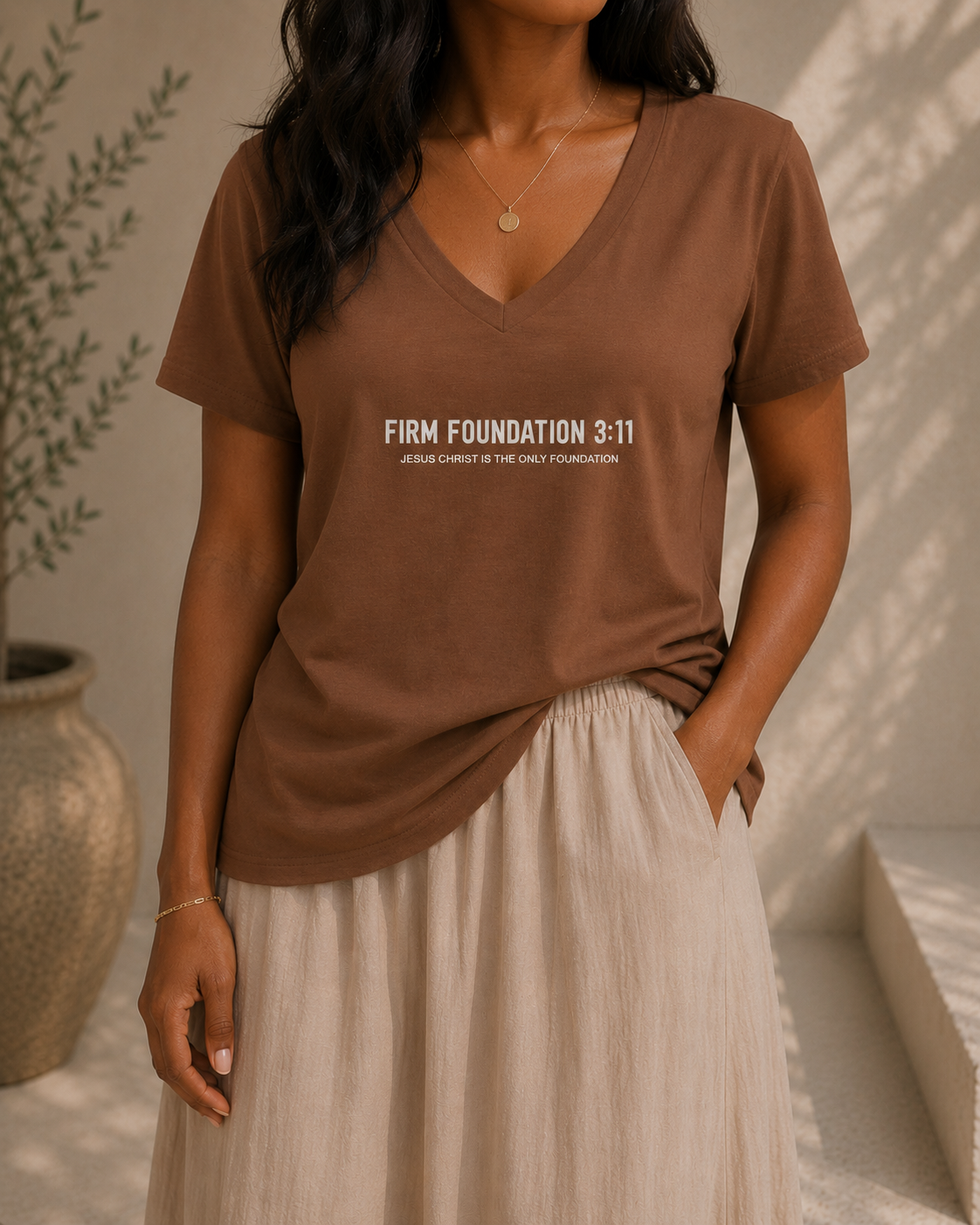 "The Foundation" Ladies V-Neck by Firm Foundation 3:11