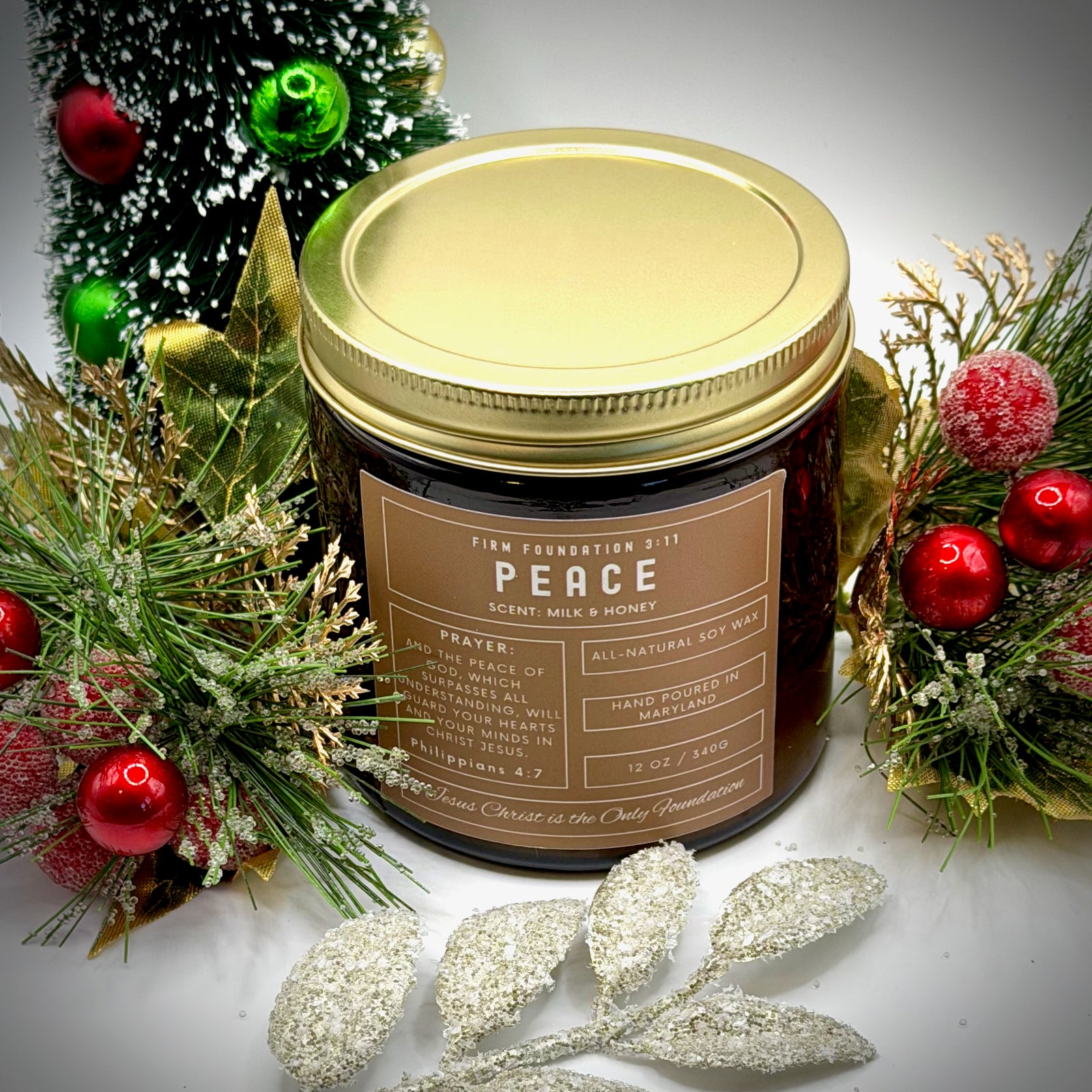 "Peace" Prayer Candle - Hand Poured Premium Soy Wax
