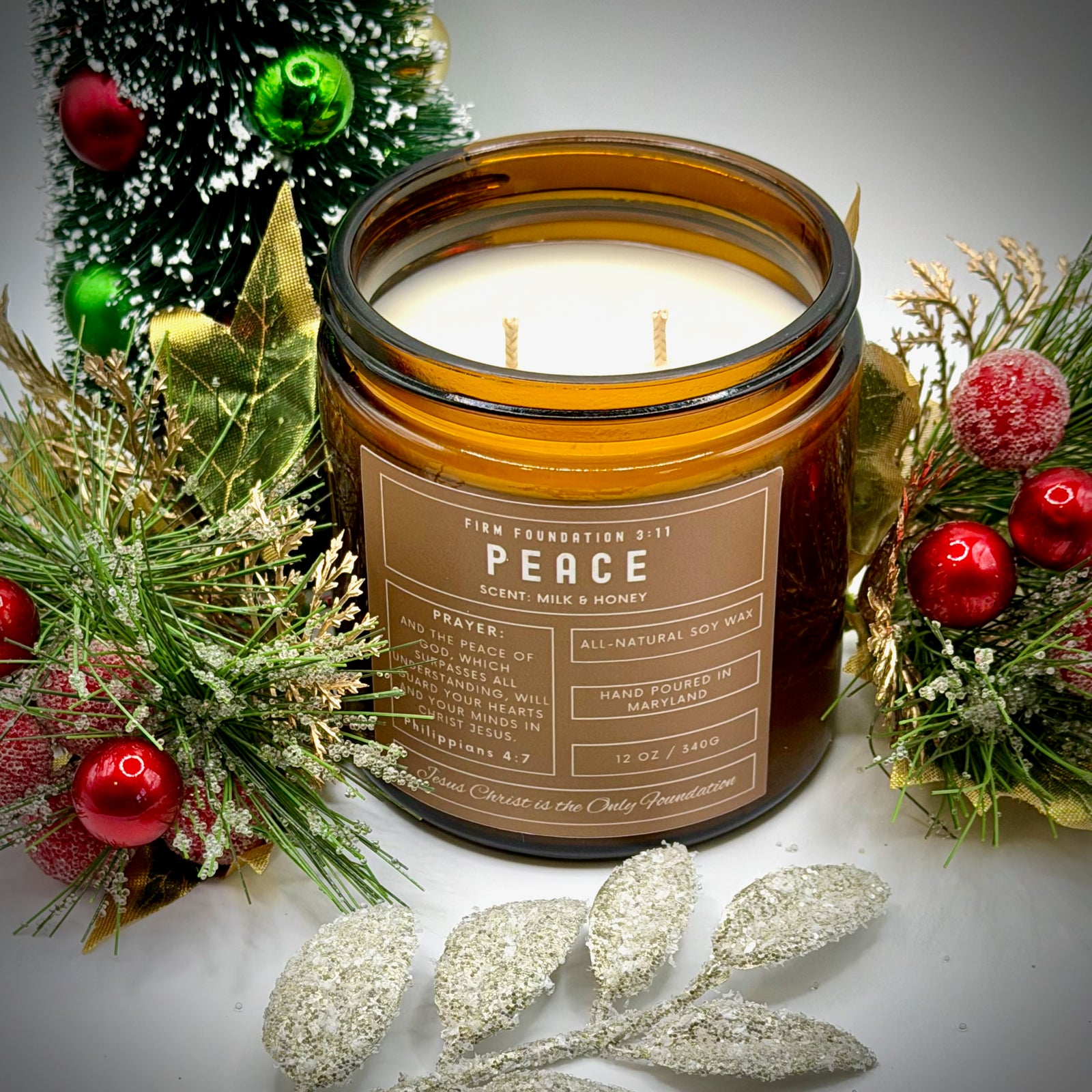 "Peace" Prayer Candle - Hand Poured Premium Soy Wax