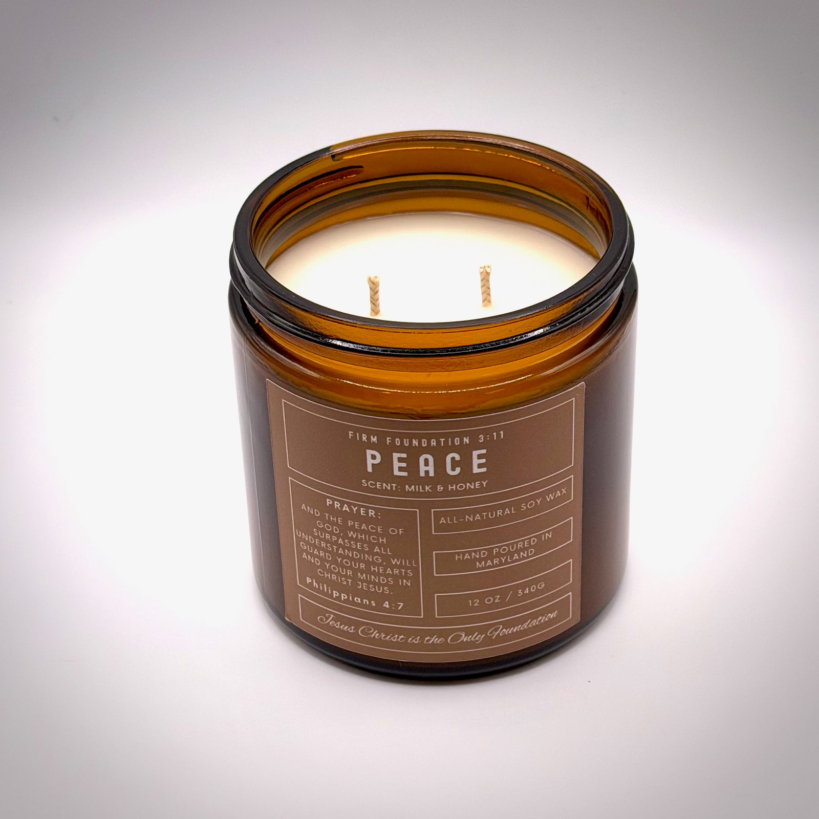 "Peace" Prayer Candle - Hand Poured Premium Soy Wax