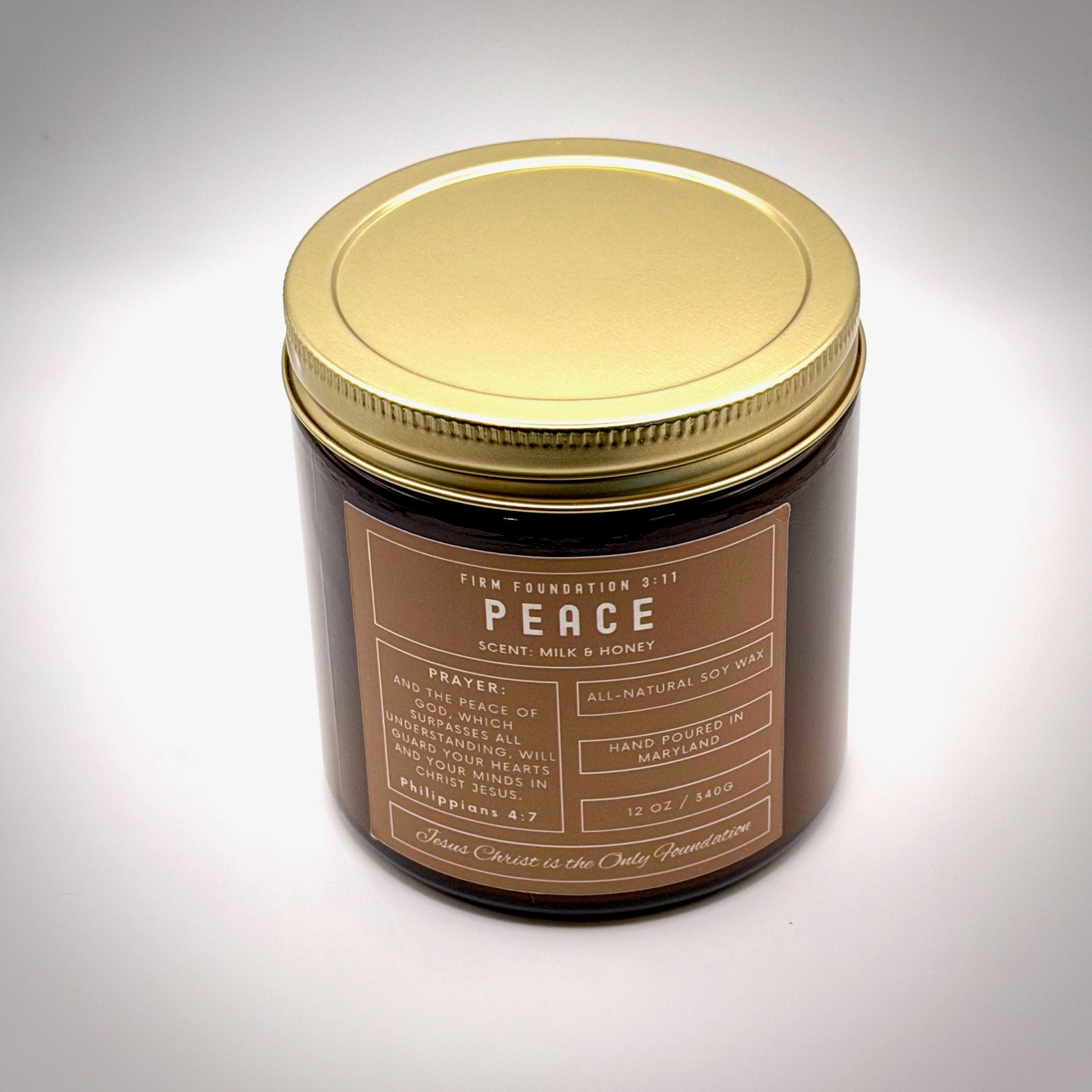 "Peace" Prayer Candle - Hand Poured Premium Soy Wax