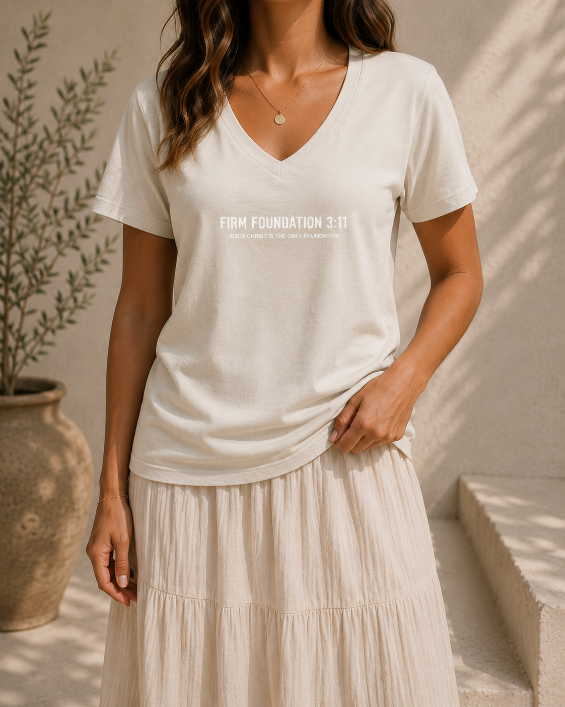 "The Foundation" Ladies V-Neck by Firm Foundation 3:11