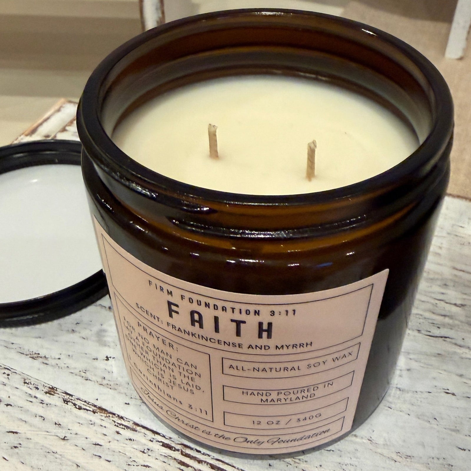 "Faith" Prayer Candle - Firm Foundation 3:11