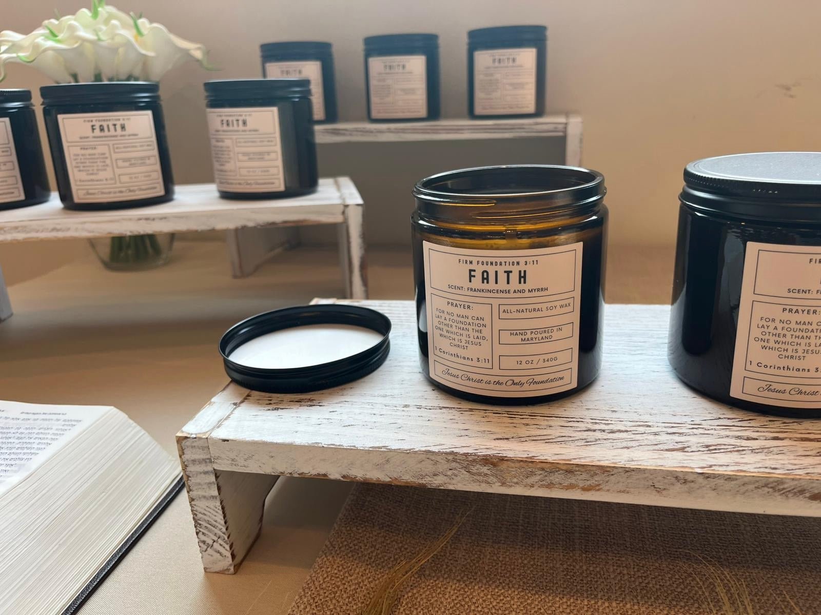 "Faith" Prayer Candle - Hand Poured Premium Soy Wax - Firm Foundation 3:11