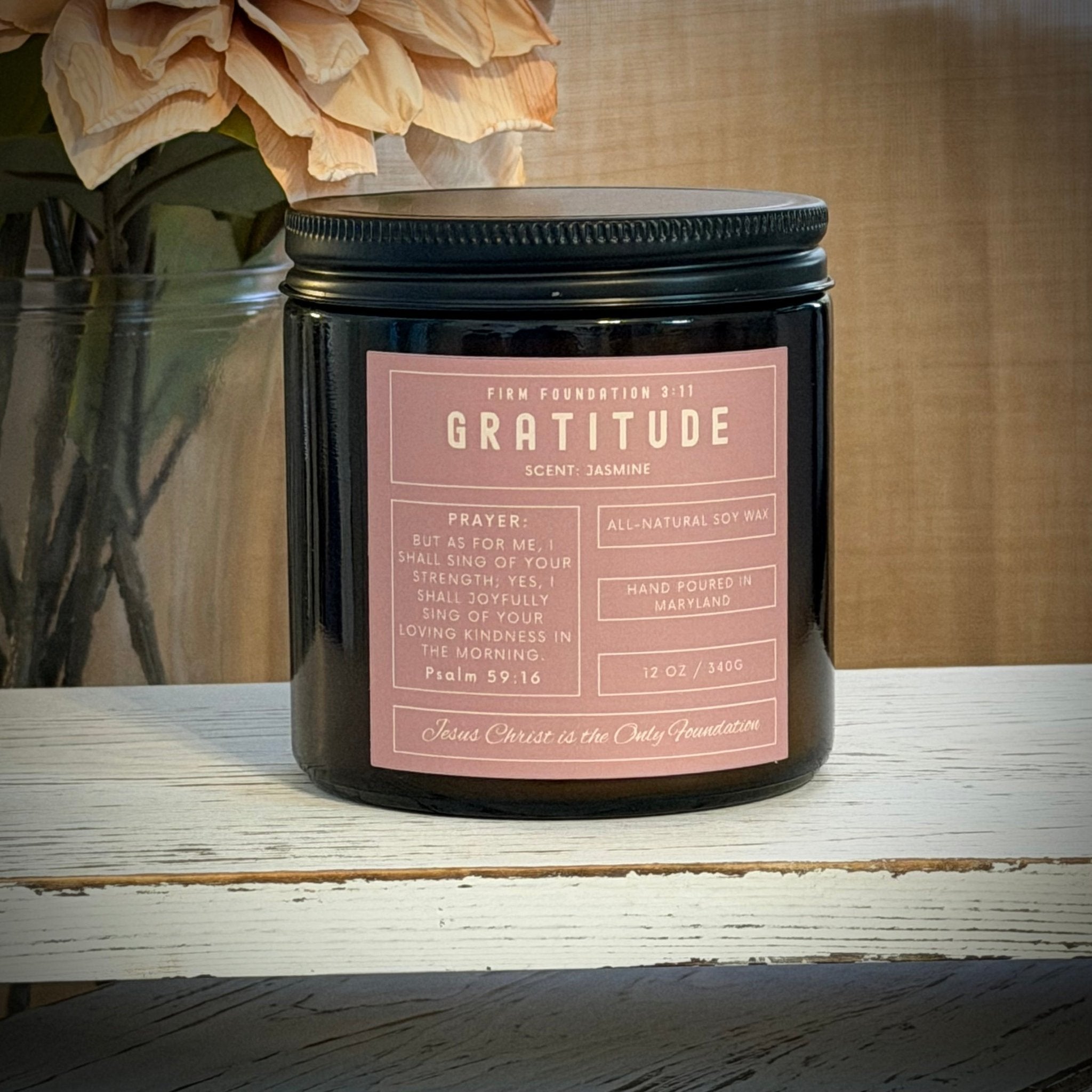 "Gratitude" Prayer Candle - Firm Foundation 3:11