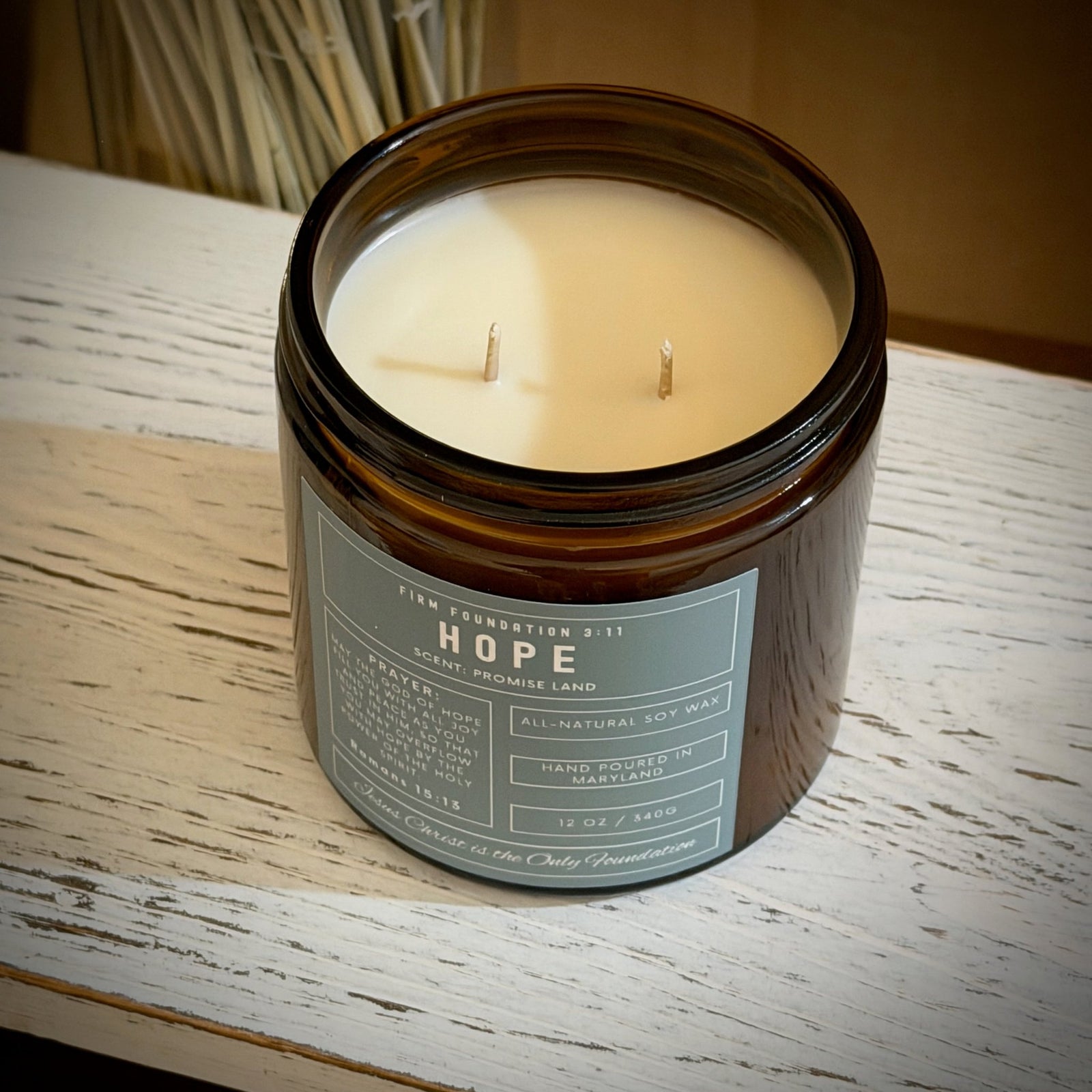 "Hope" Prayer Candle - Hand Poured Premium Soy Wax - Firm Foundation 3:11