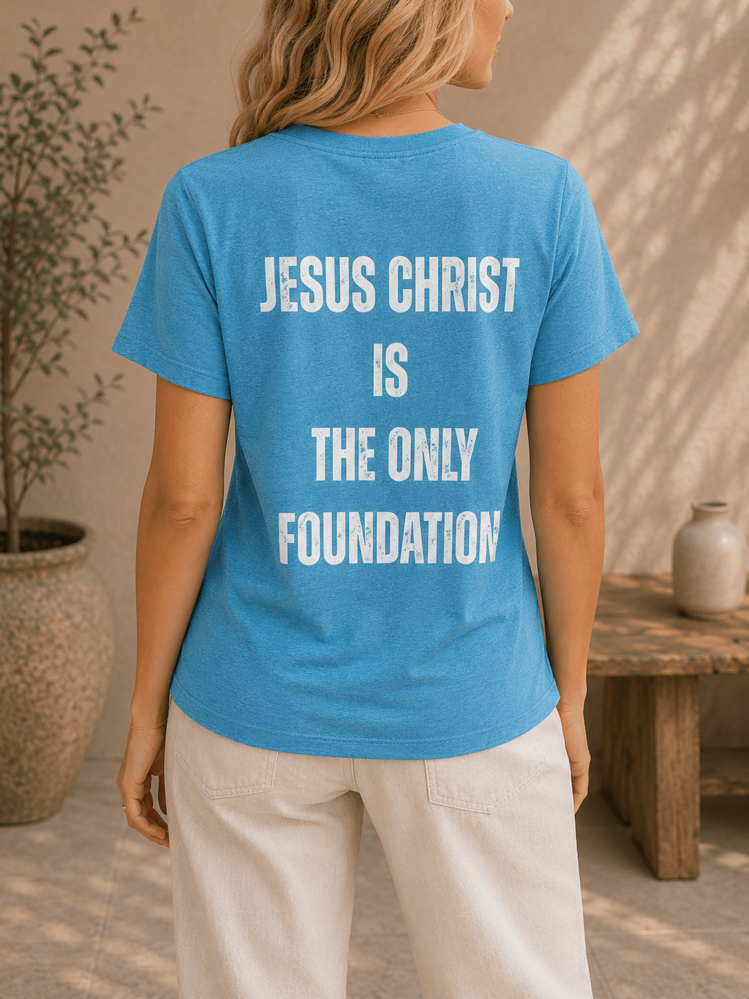 Ladies Crew "Jesus Christ is the Only Foundation" T-Shirt - Firm Foundation 3:11