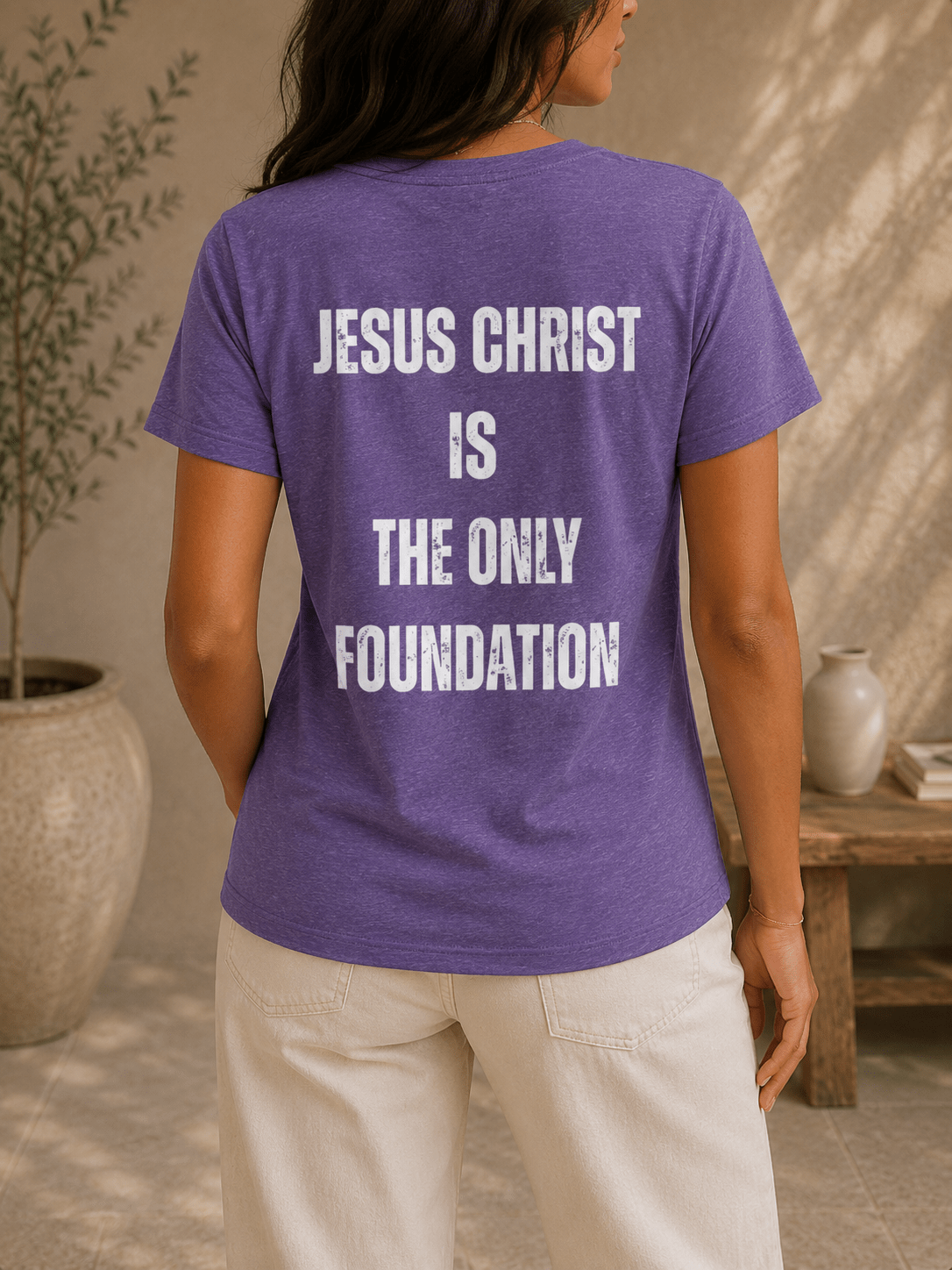 Ladies Crew "Jesus Christ is the Only Foundation" T-Shirt - Firm Foundation 3:11