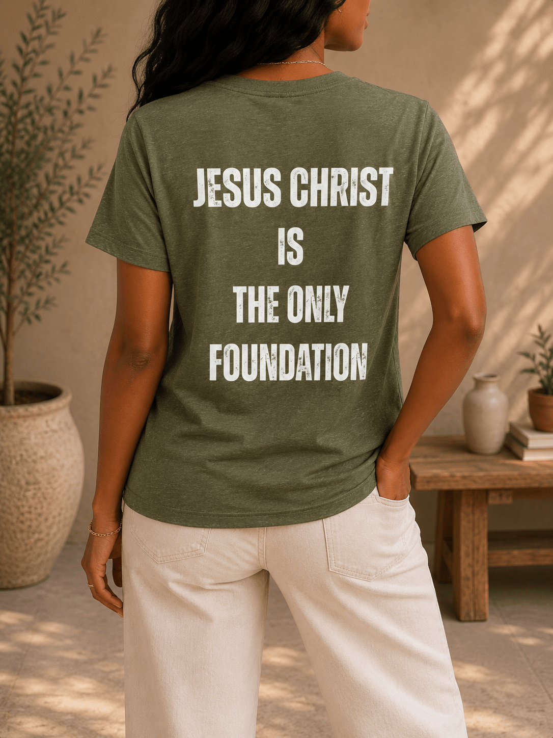 Ladies Crew "Jesus Christ is the Only Foundation" T-Shirt - Firm Foundation 3:11