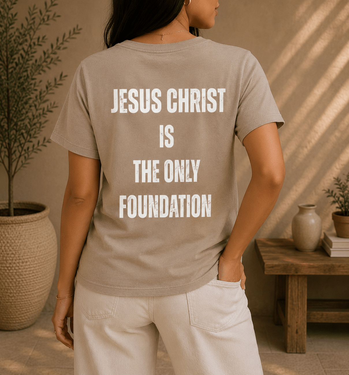 Ladies Crew "Jesus Christ is the Only Foundation" T-Shirt - Firm Foundation 3:11