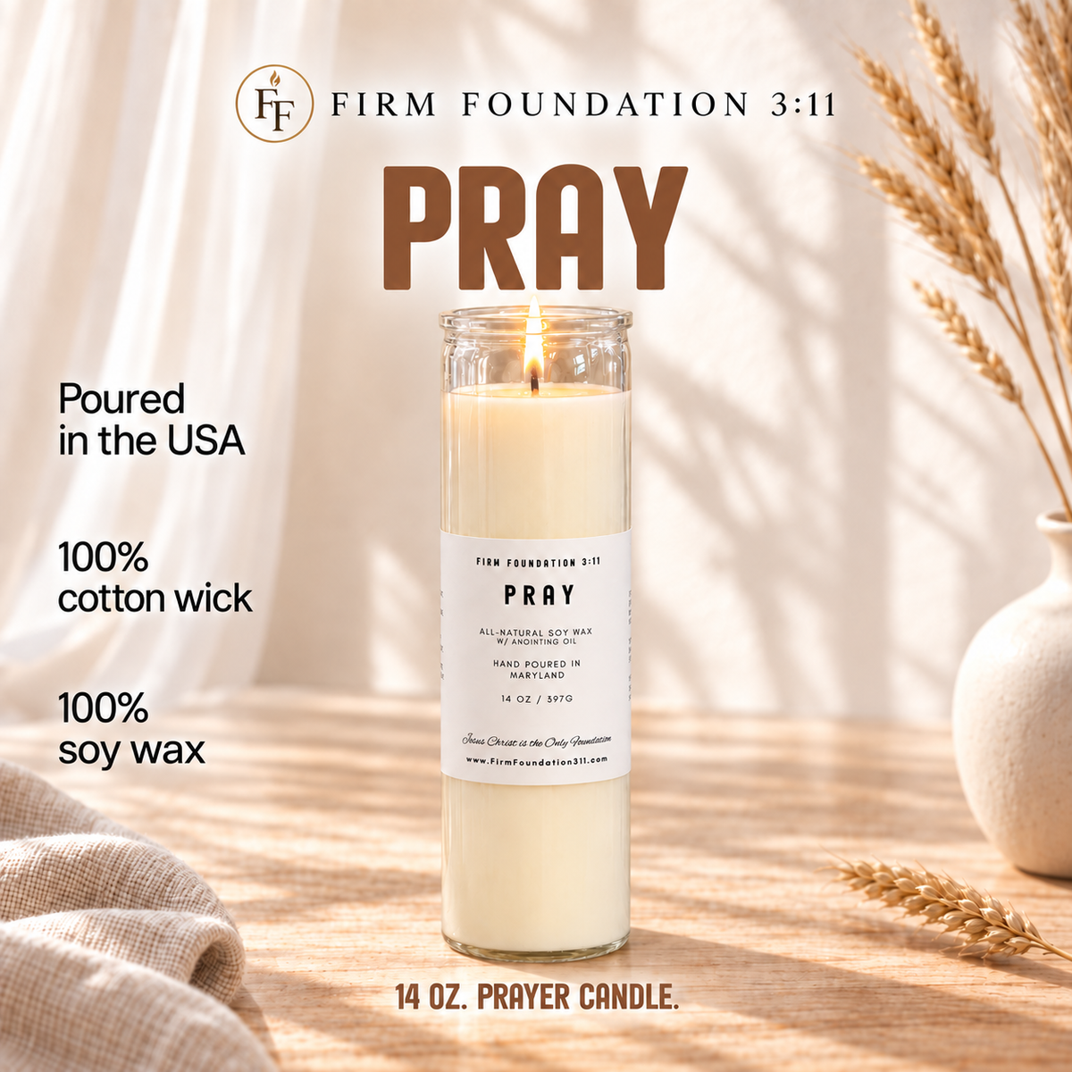 Pray prayer candle with candle details