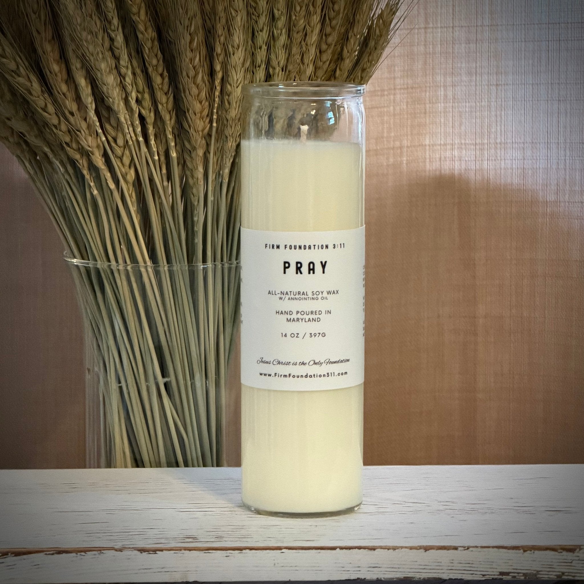 Pray Candle - Unscented - Firm Foundation 3:11