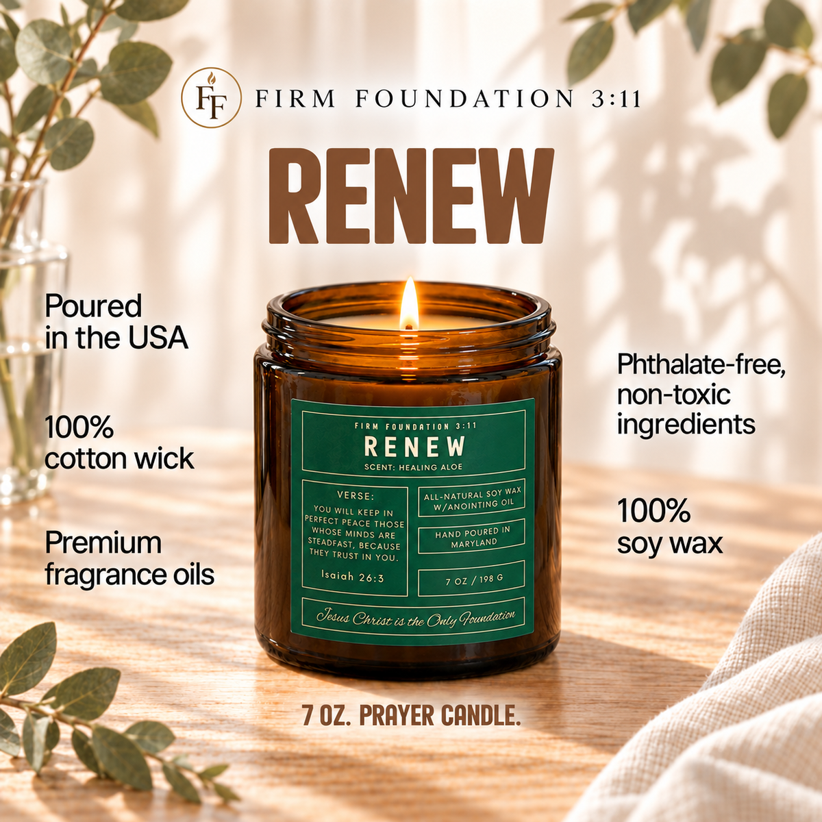 Renew prayer candle with candle details