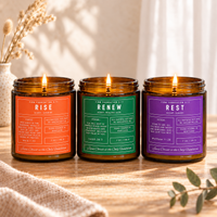 Renewal Collection prayer candle set in a warm, sunlit setting