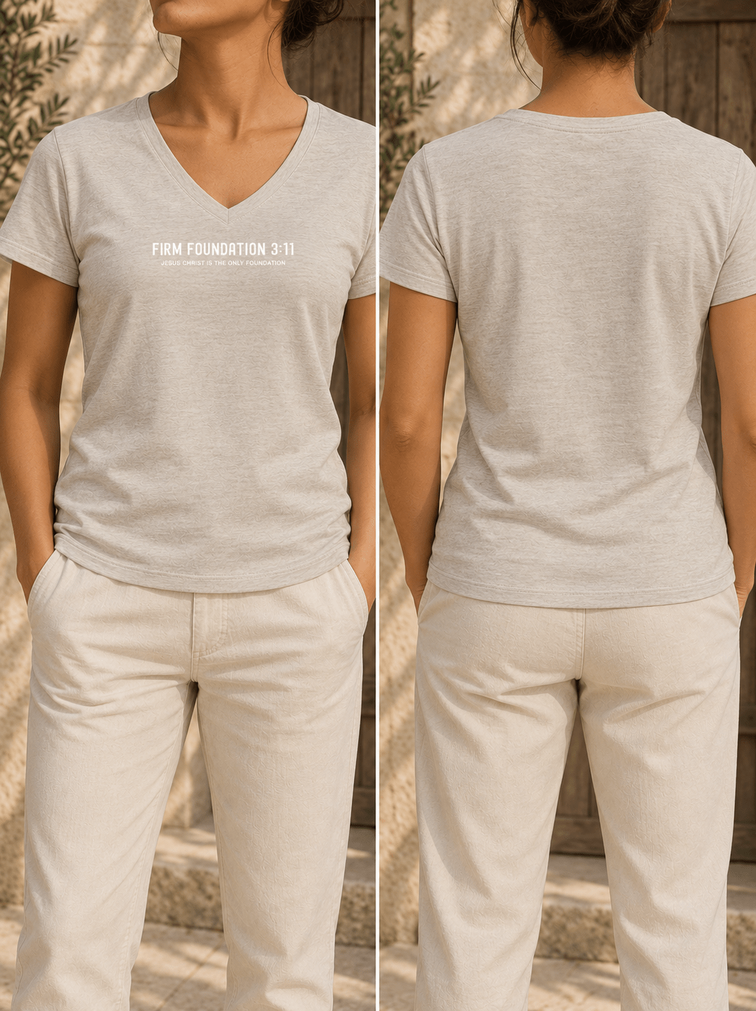 "The Foundation" Ladies V-Neck by Firm Foundation 3:11 - Firm Foundation 3:11