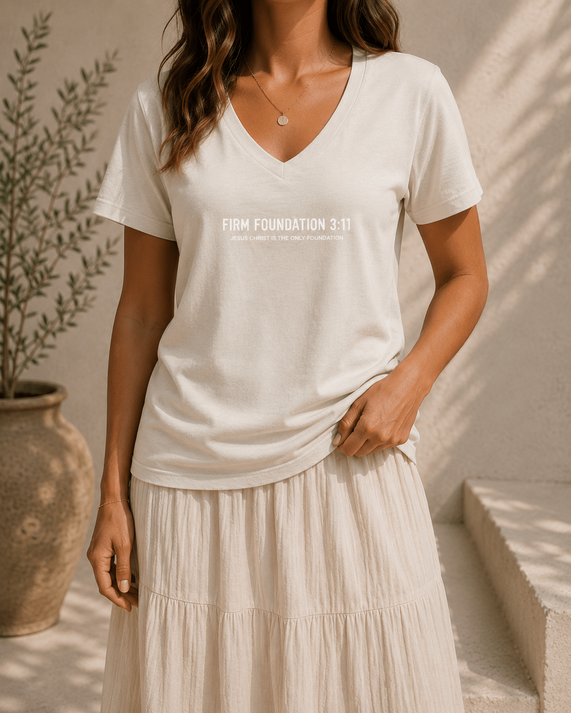 "The Foundation" Ladies V-Neck by Firm Foundation 3:11 - Firm Foundation 3:11