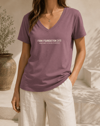 "The Foundation" Ladies V-Neck by Firm Foundation 3:11 - Firm Foundation 3:11