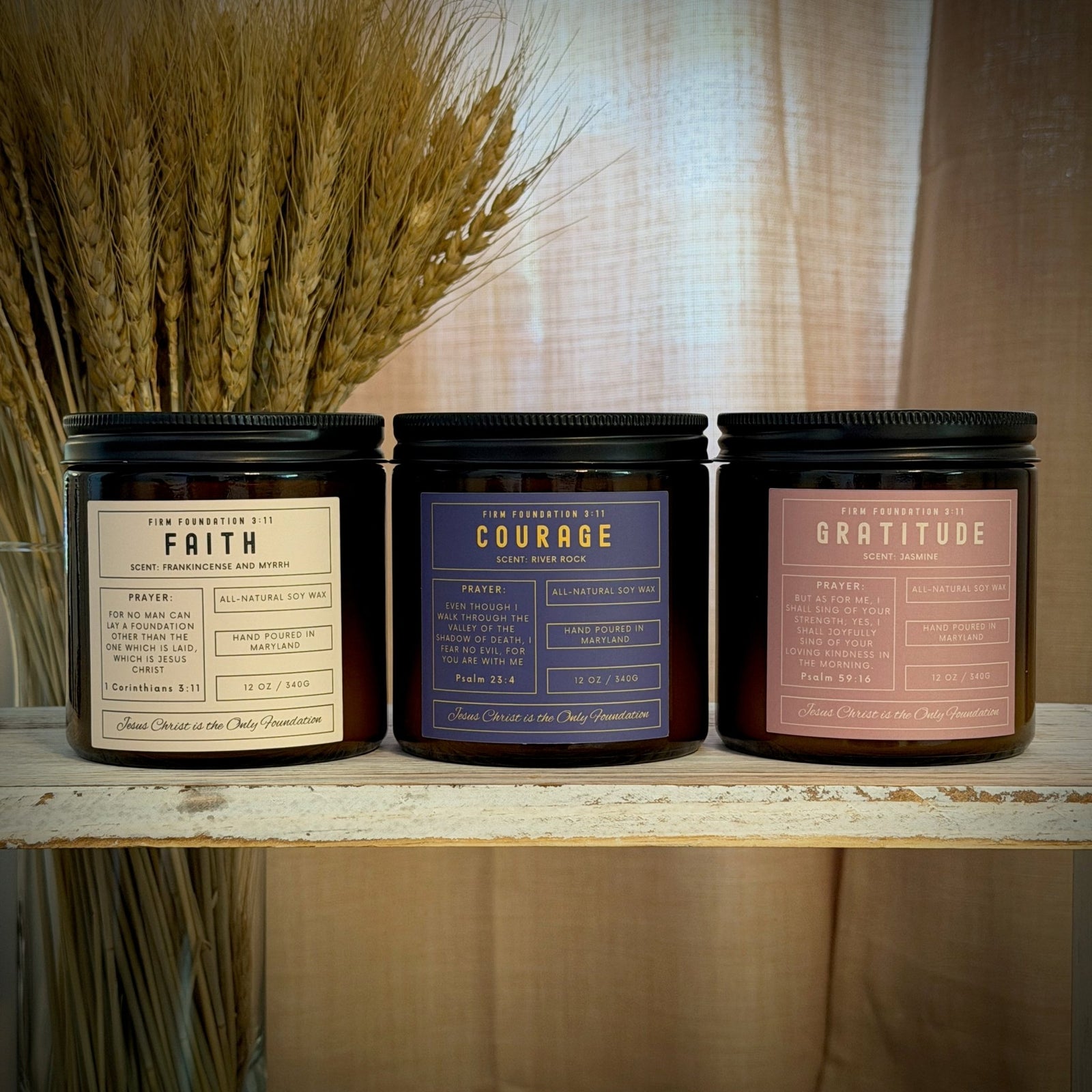 Trinity Collection - Hand Poured Premium Soy Wax - Firm Foundation 3:11